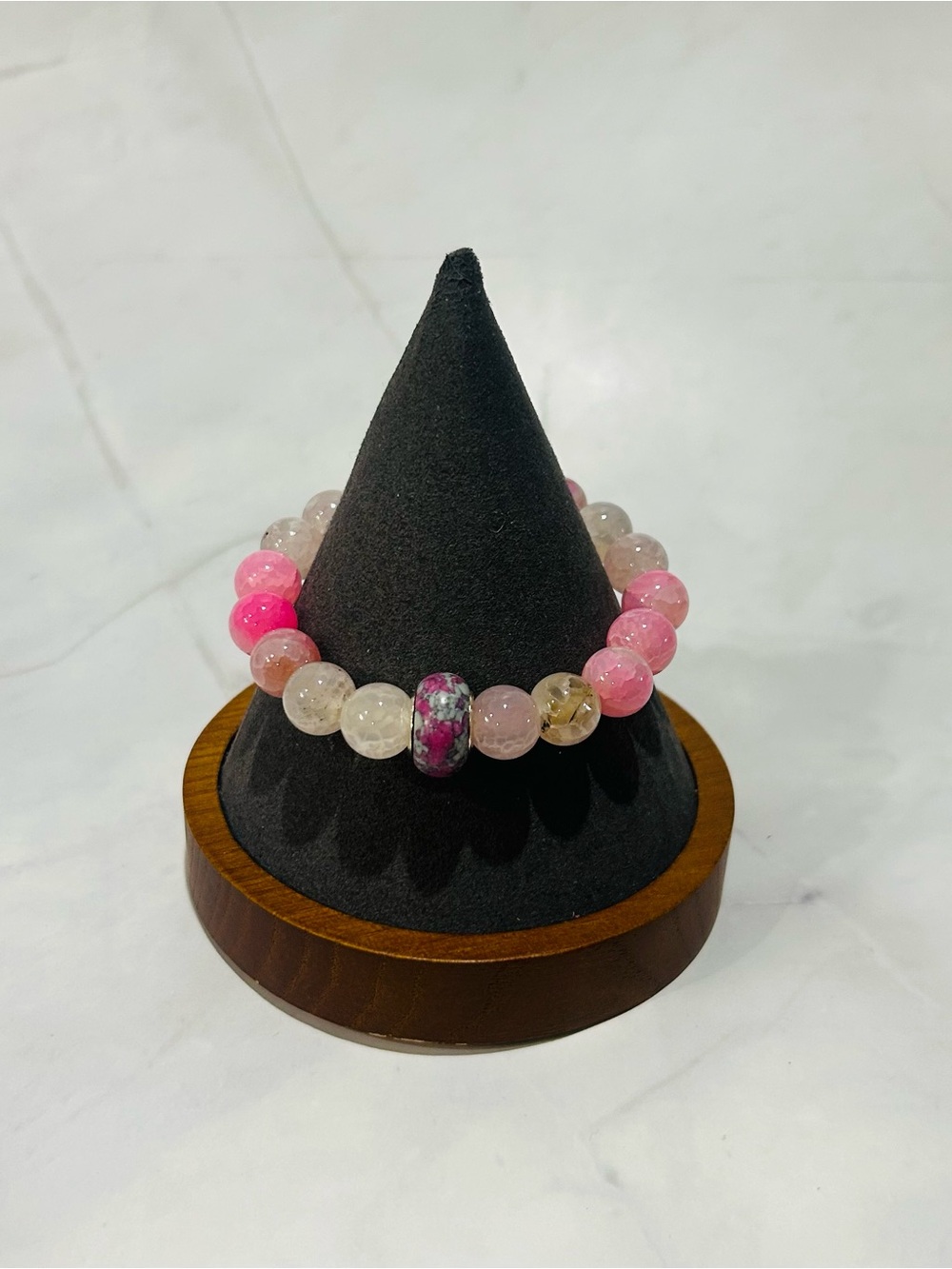 Pink Multi-Gemstone Beaded Stretch Bracelet - Elegant Women's Jewelry